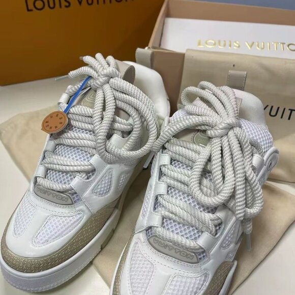 LOUIS VUITTON Skate Round Toe Lace-Up Women's White Brown - Picture 3 of 5